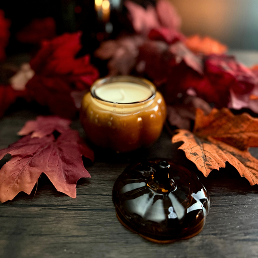Small Amber Glass Pumpkin