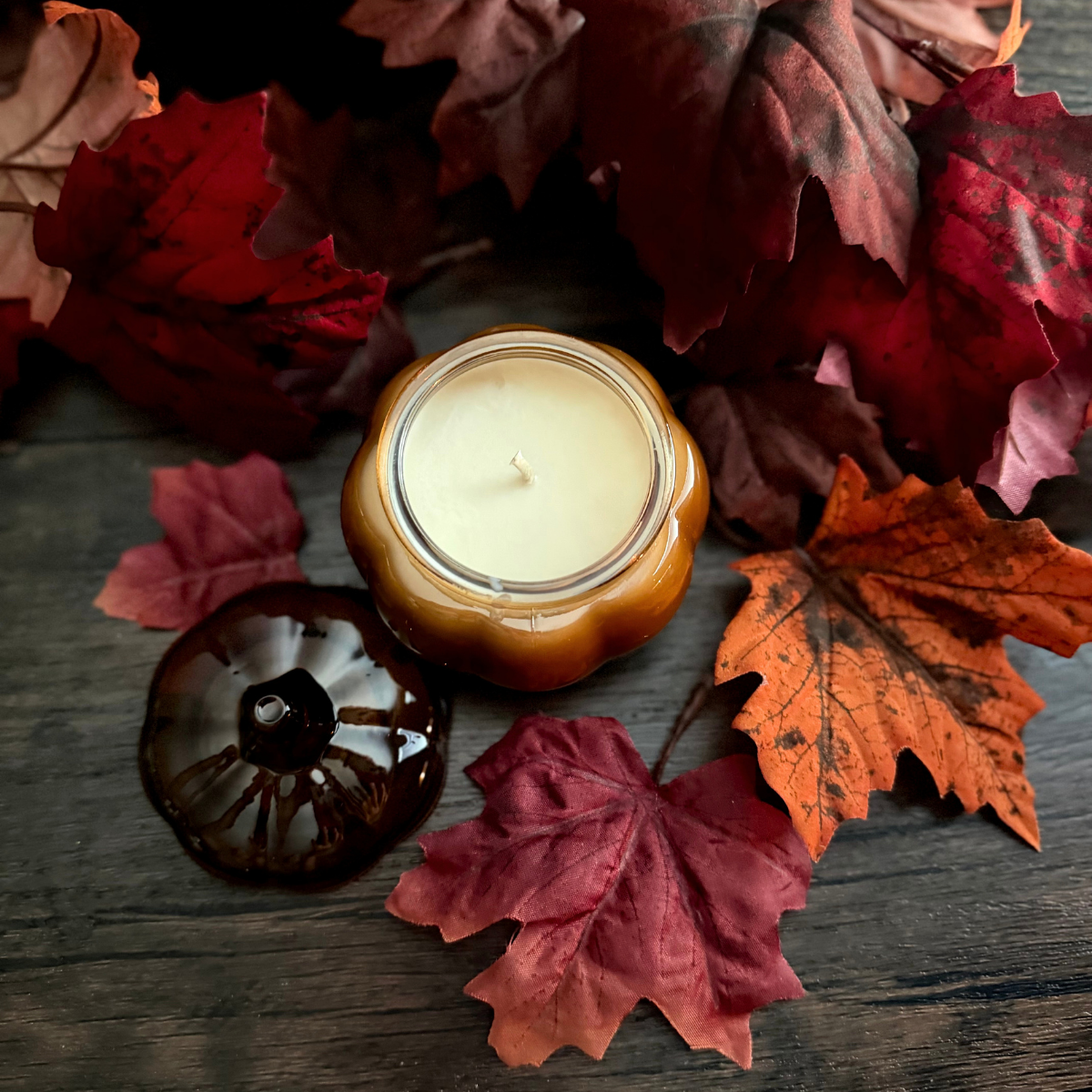 Small Amber Glass Pumpkin
