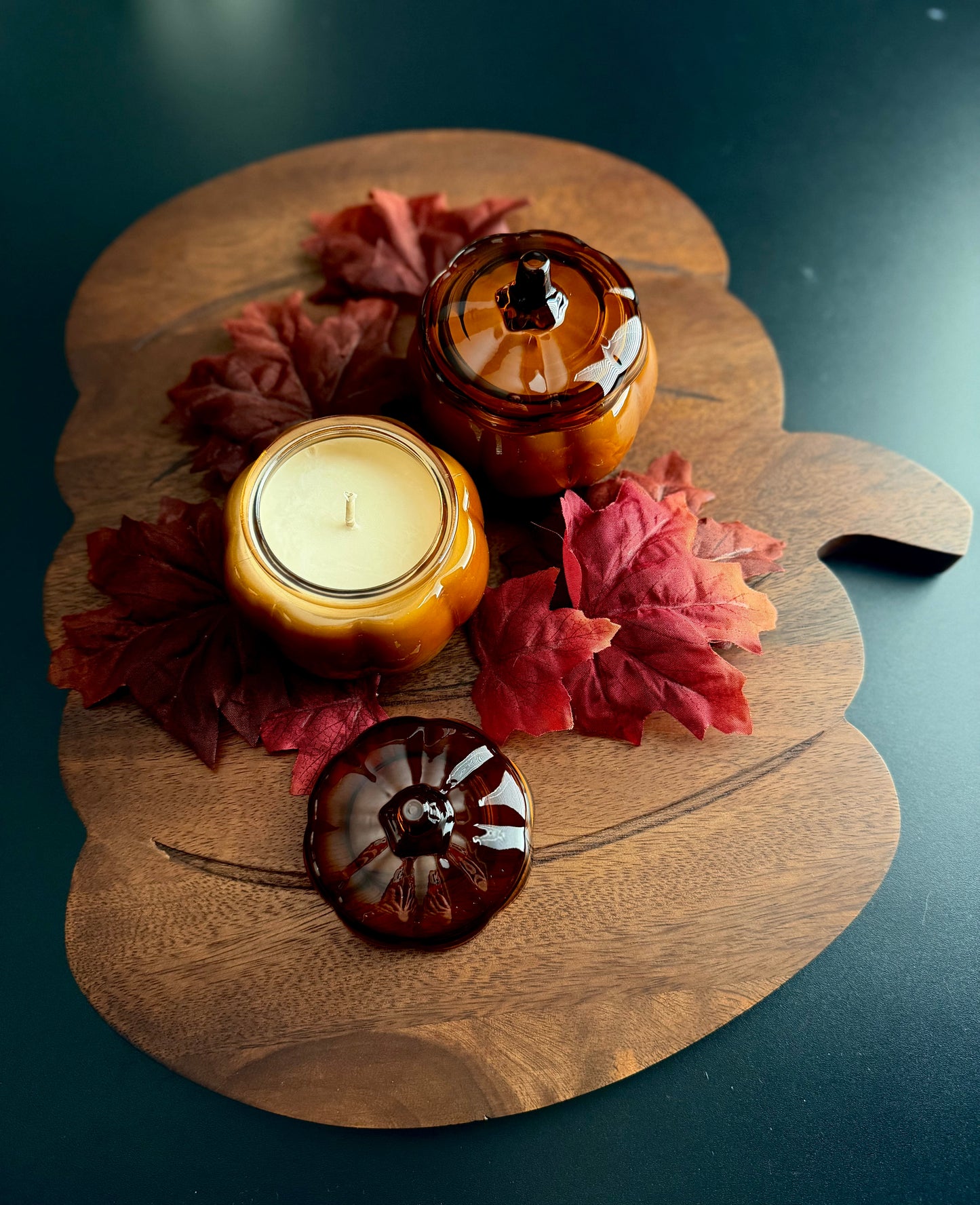 Small Amber Glass Pumpkin
